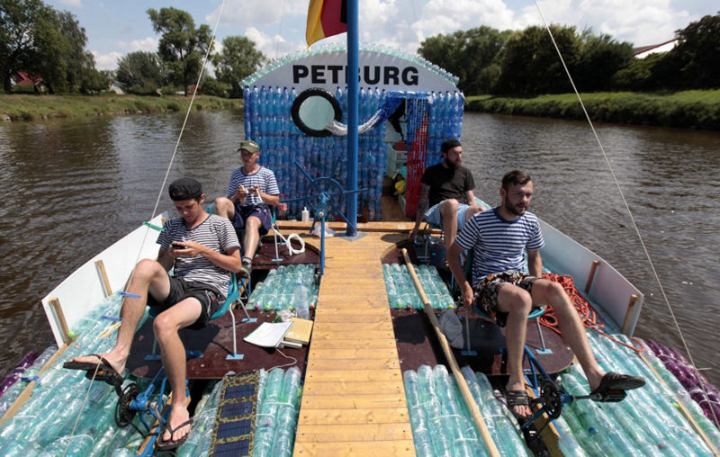 DIY a boat out of plastic bottles and sail 500 miles